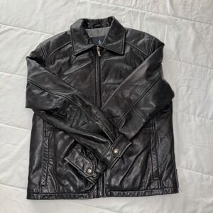 Vintage 90's Men's London Fog Black Leather Jacket Medium
